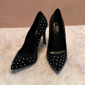 Black DKNY rhinstone heels, size 5.5M